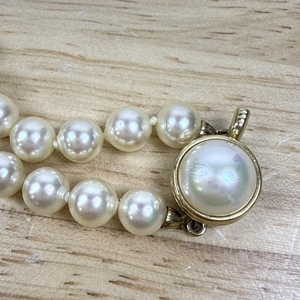 Vintage Majorica Pearl Strand Necklace 925 Sterling Silver Clasp Spain 9” - Picture 3 of 9